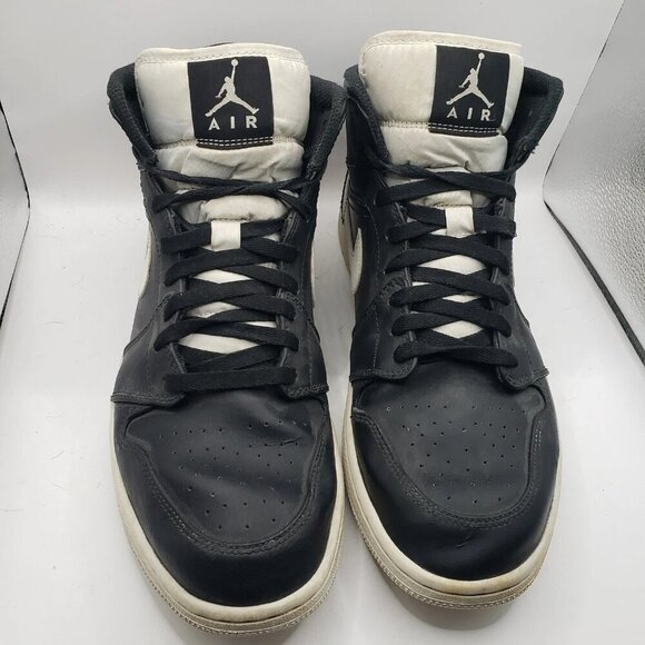 Nike Air Jordan 1 Sneaker Mid Black White 554724-038 US 13 (Pre-owned/No Box) - Picture 4 of 9